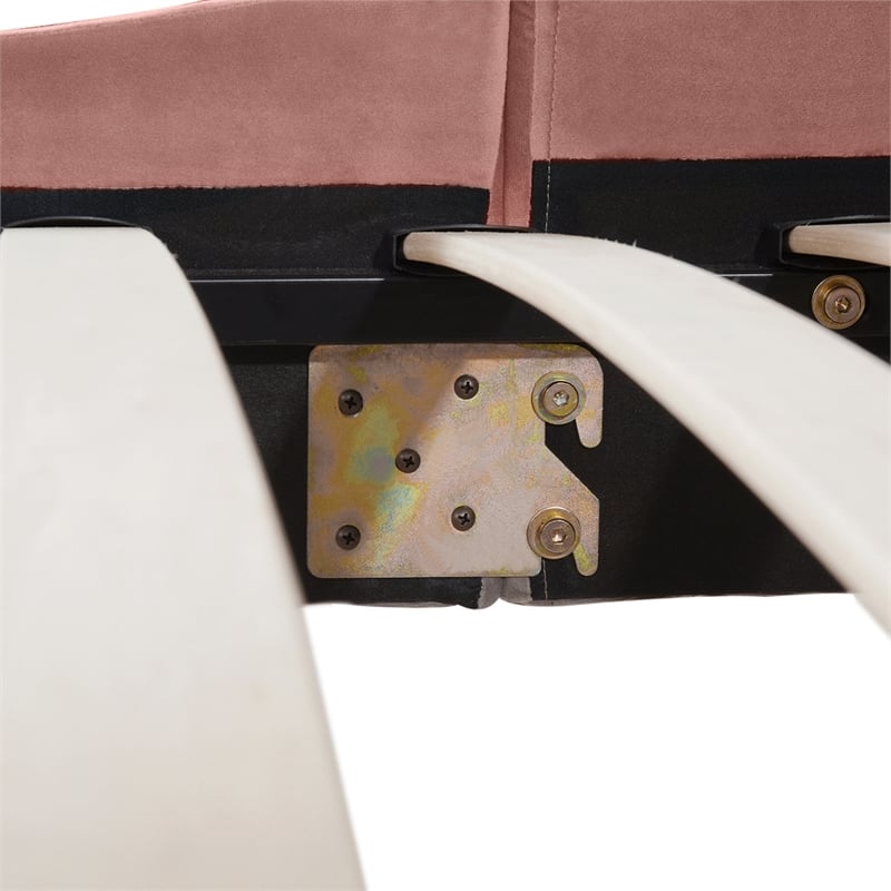 Pemberly Row Contemporary Queen Upholstered Platform Bed in Ash Rose