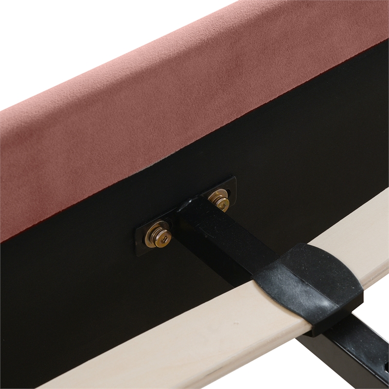 Pemberly Row Contemporary Queen Upholstered Platform Bed in Ash Rose