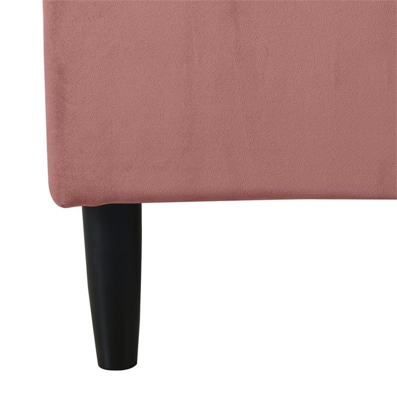 Pemberly Row Contemporary Queen Upholstered Platform Bed in Ash Rose