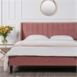 Pemberly Row Contemporary Queen Upholstered Platform Bed in Ash Rose