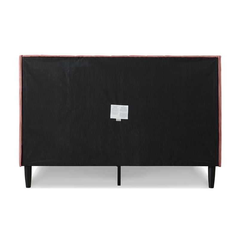 Pemberly Row Contemporary Queen Upholstered Platform Bed in Ash Rose