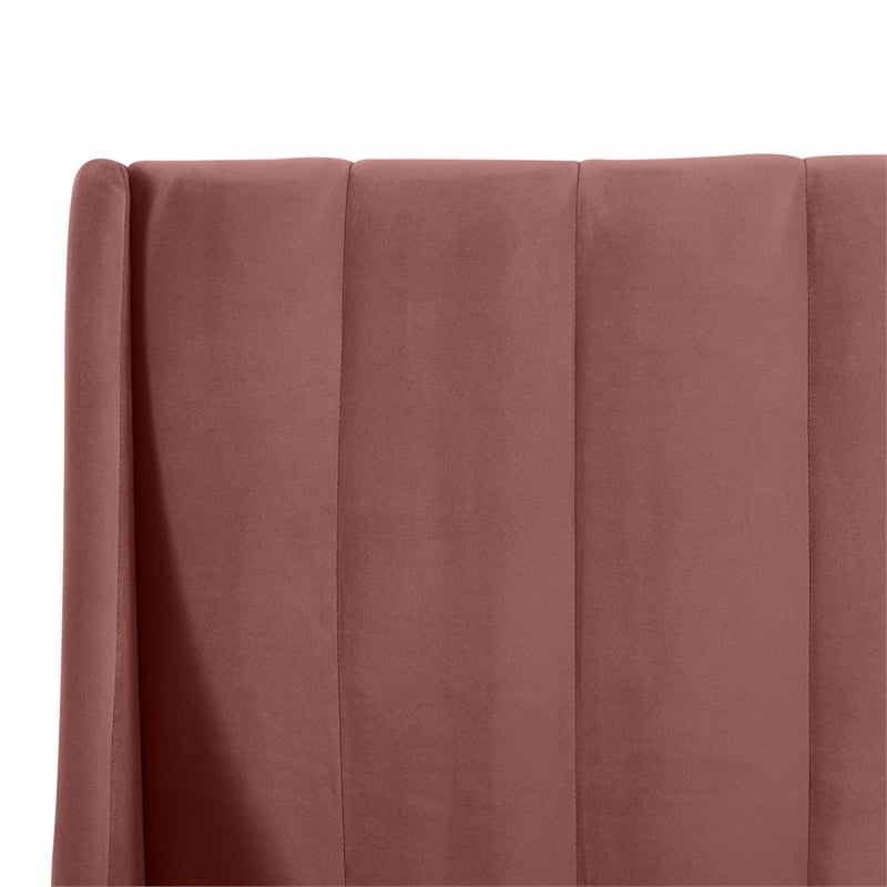 Pemberly Row Contemporary Queen Upholstered Platform Bed in Ash Rose