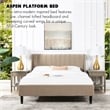 Pemberly Row Contemporary Queen Upholstered Platform Bed in Mink Beige