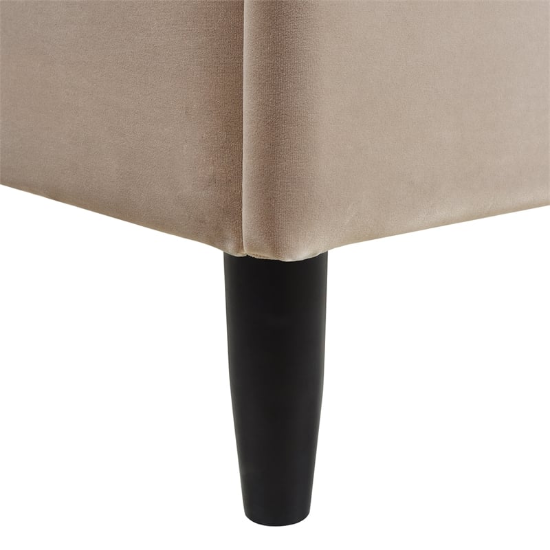 Pemberly Row Contemporary Queen Upholstered Platform Bed in Mink Beige