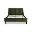 Pemberly Row Queen Tufted Headboard Platform Bed in Olive Green Velvet