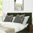 Pemberly Row Queen Tufted Headboard Platform Bed in Olive Green Velvet
