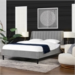 Pemberly Row Queen Vertical Tufted Headboard Platform Bed in Opal Grey Velvet