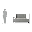 Pemberly Row Queen Vertical Tufted Headboard Platform Bed in Opal Grey Velvet