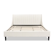 Pemberly Row King Vertical Tufted Headboard Platform Bed in Cloud White Velvet