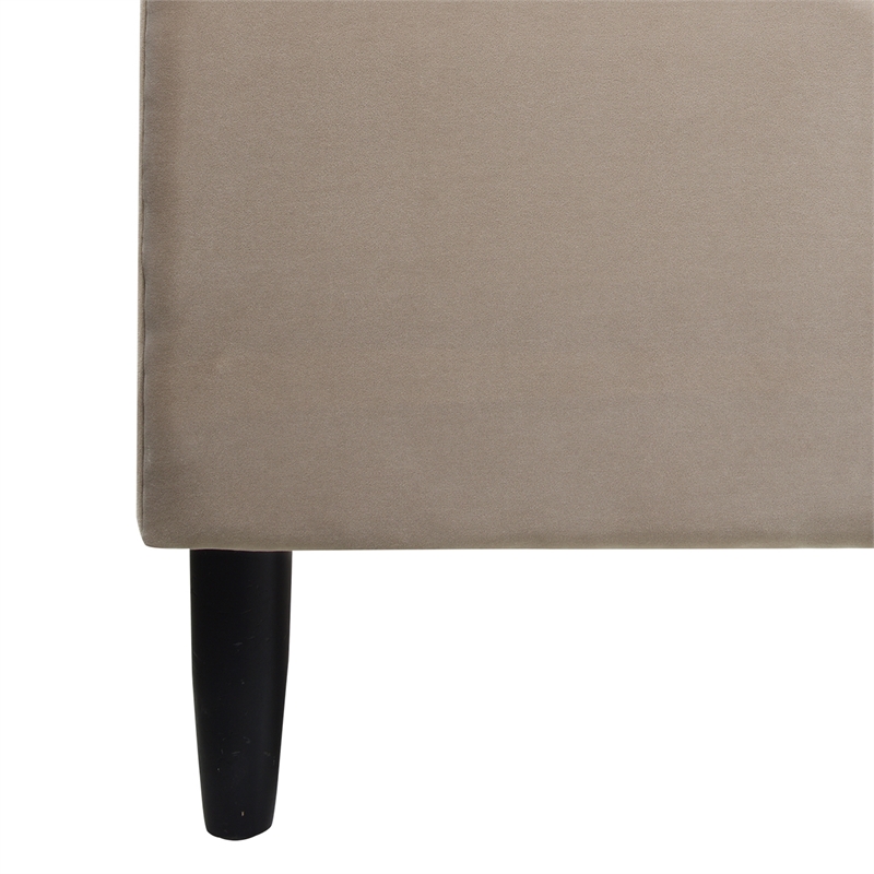 Pemberly Row King Vertical Tufted Headboard Platform Bed in Mink Beige