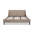 Pemberly Row King Vertical Tufted Headboard Platform Bed in Mink Beige