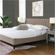 Pemberly Row King Vertical Tufted Headboard Platform Bed in Mink Beige