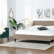 Pemberly Row King Vertical Tufted Headboard Platform Bed in Mink Beige