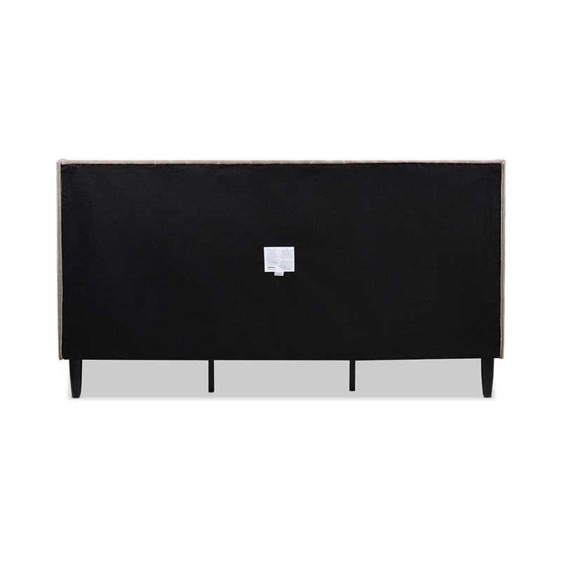 Pemberly Row King Vertical Tufted Headboard Platform Bed in Mink Beige