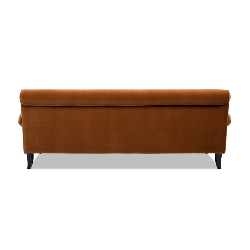 Pemberly Row 3-Cushion Tightback Sofa in Burnt Orange Velvet