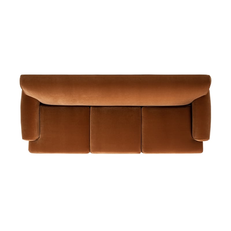 Pemberly Row 3-Cushion Tightback Sofa in Burnt Orange Velvet