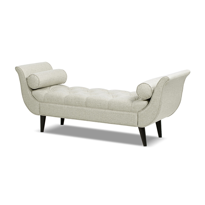 Pemberly Row Contemporary Tufted Flared Arm Entryway Bench in Taupe