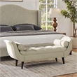 Pemberly Row Contemporary Tufted Flared Arm Entryway Bench in Taupe