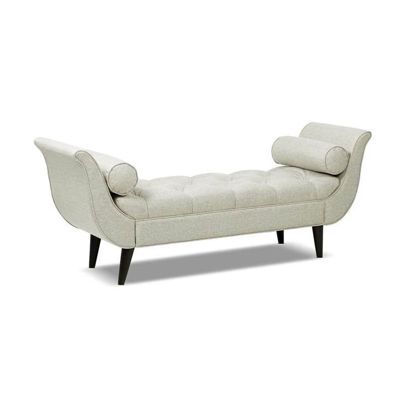Pemberly Row Contemporary Tufted Flared Arm Entryway Bench in Taupe