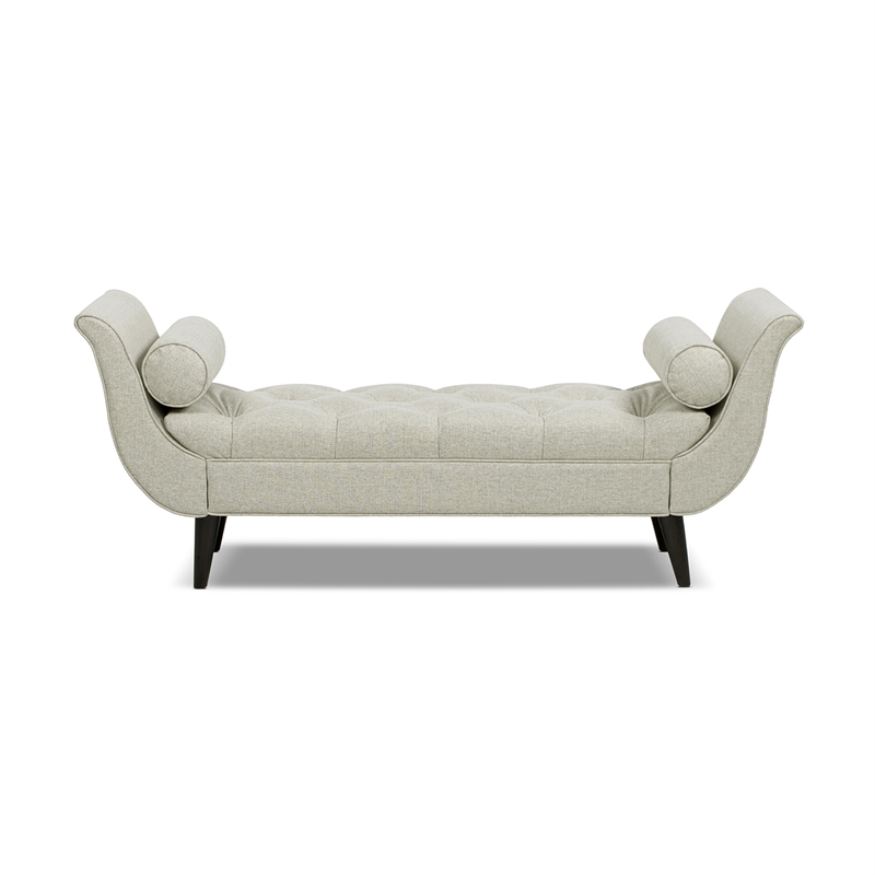 Pemberly Row Contemporary Tufted Flared Arm Entryway Bench in Taupe