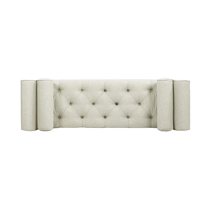 Pemberly Row Contemporary Tufted Flared Arm Entryway Bench in Taupe