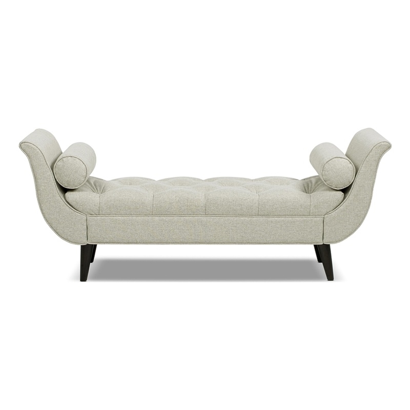 Pemberly Row Contemporary Tufted Flared Arm Entryway Bench in Taupe