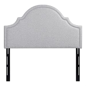 Pemberly Row Contemporary Upholstered Queen Headboard in Light Grey