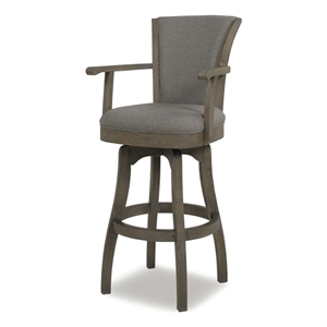 Pemberly Row 31&quot Swivel Bar Stool with Armrests in Heathered Grey