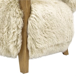 Pemberly Row 52.5&quot New Zealand Sheepskin Accent Loveseat in Taupe Beige