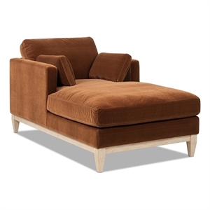 Pemberly Row 65&quot Farmhouse Chaise Lounge Chair in Burnt Orange Velvet