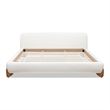 Pemberly Row Puffy Platform Bed King with Sherpa Boucle in Ivory White