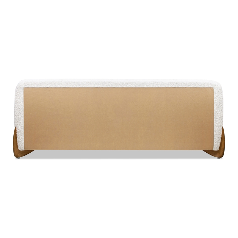 Pemberly Row Puffy Platform Bed King with Sherpa Boucle in Ivory White