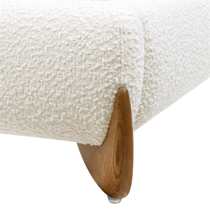 Pemberly Row Puffy Platform Bed King with Sherpa Boucle in Ivory White