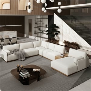 Pemberly Row 164&quot Modular Deep Seat RAF U-Shaped Sectional in Gray-White
