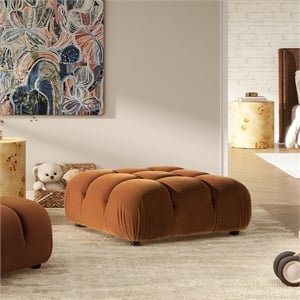 Pemberly Row 36&quot Bubble Modular Cocktail Ottoman in Orange Velvet