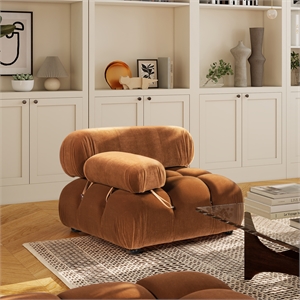 Pemberly Row 36&quot Bubble Modular Lounge Arm Chair in Orange Velvet