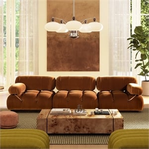 Pemberly Row 109.5&quot Bubble Modular 3-Piece Sofa in Burnt Orange Velvet