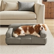 Pemberly Row Upholstered Small to Medium Pet Bed in Uptown Gray Velvet