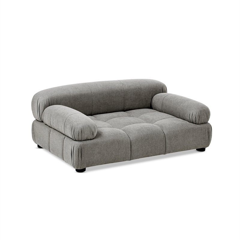 Pemberly Row Upholstered Small to Medium Pet Bed in Uptown Gray Velvet