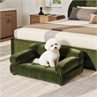 Pemberly Row Upholstered Small to Medium Pet Bed in Olive Green Velvet