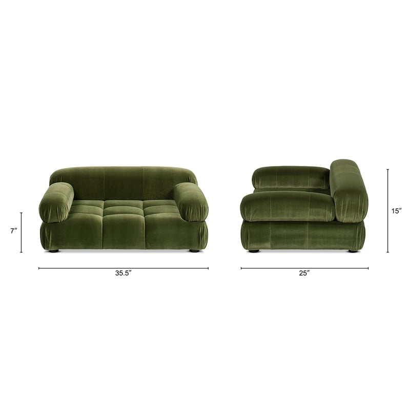 Pemberly Row Upholstered Small to Medium Pet Bed in Olive Green Velvet