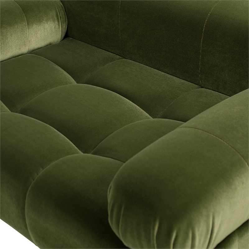Pemberly Row Upholstered Small to Medium Pet Bed in Olive Green Velvet