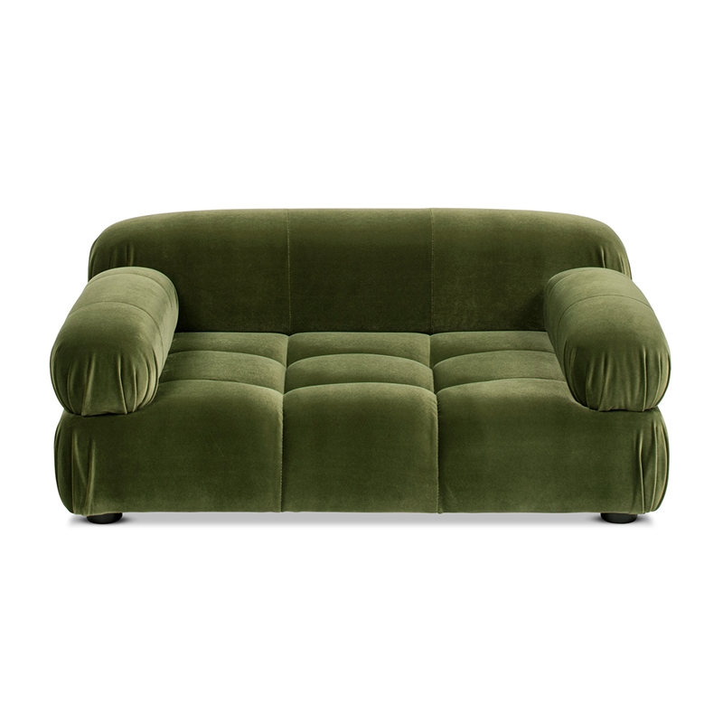 Pemberly Row Upholstered Small to Medium Pet Bed in Olive Green Velvet