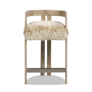 Pemberly Row 26.5&quot Low Back Counter Stool in Genuine Natural Sheepskin