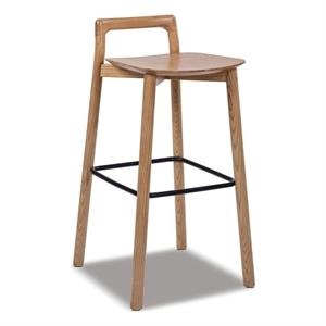 Pemberly Row 30&quot Minimalist Low Back Wood Barstool in Natural Blonde Ash