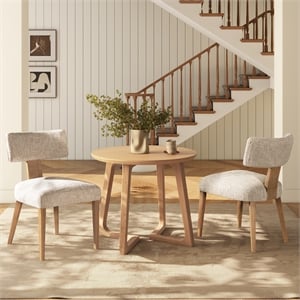 Pemberly Row Split Back Beige Chenille Dining Side Chair Set of 2