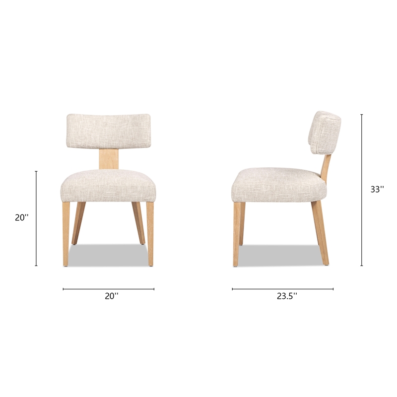 Pemberly Row Split Back Beige Chenille Dining Side Chair Set of 2