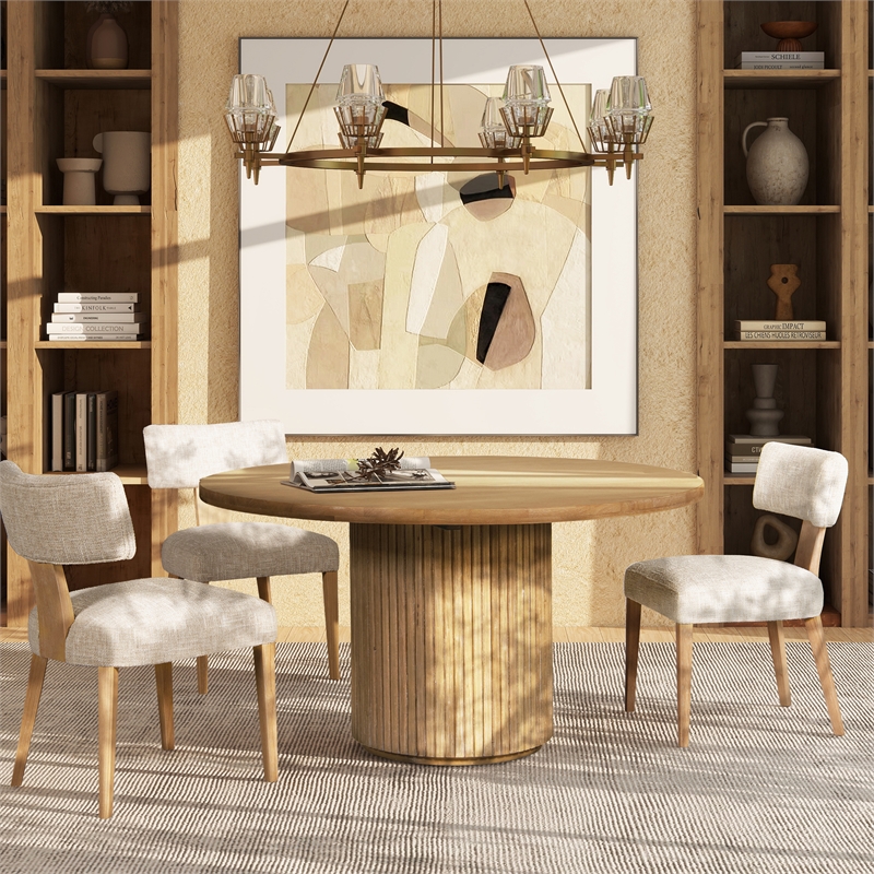 Pemberly Row Split Back Beige Chenille Dining Side Chair Set of 2