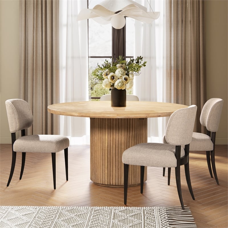 Pemberly Row Split Back Gray Wool Blend Dining Side Chair Set of 2