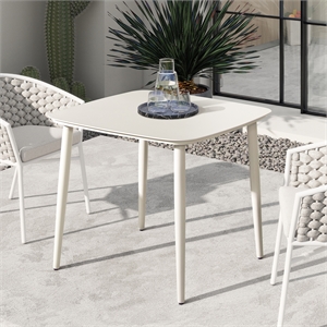 Pemberly Row 33.5&quot Square Outdoor Patio Table in Powder White